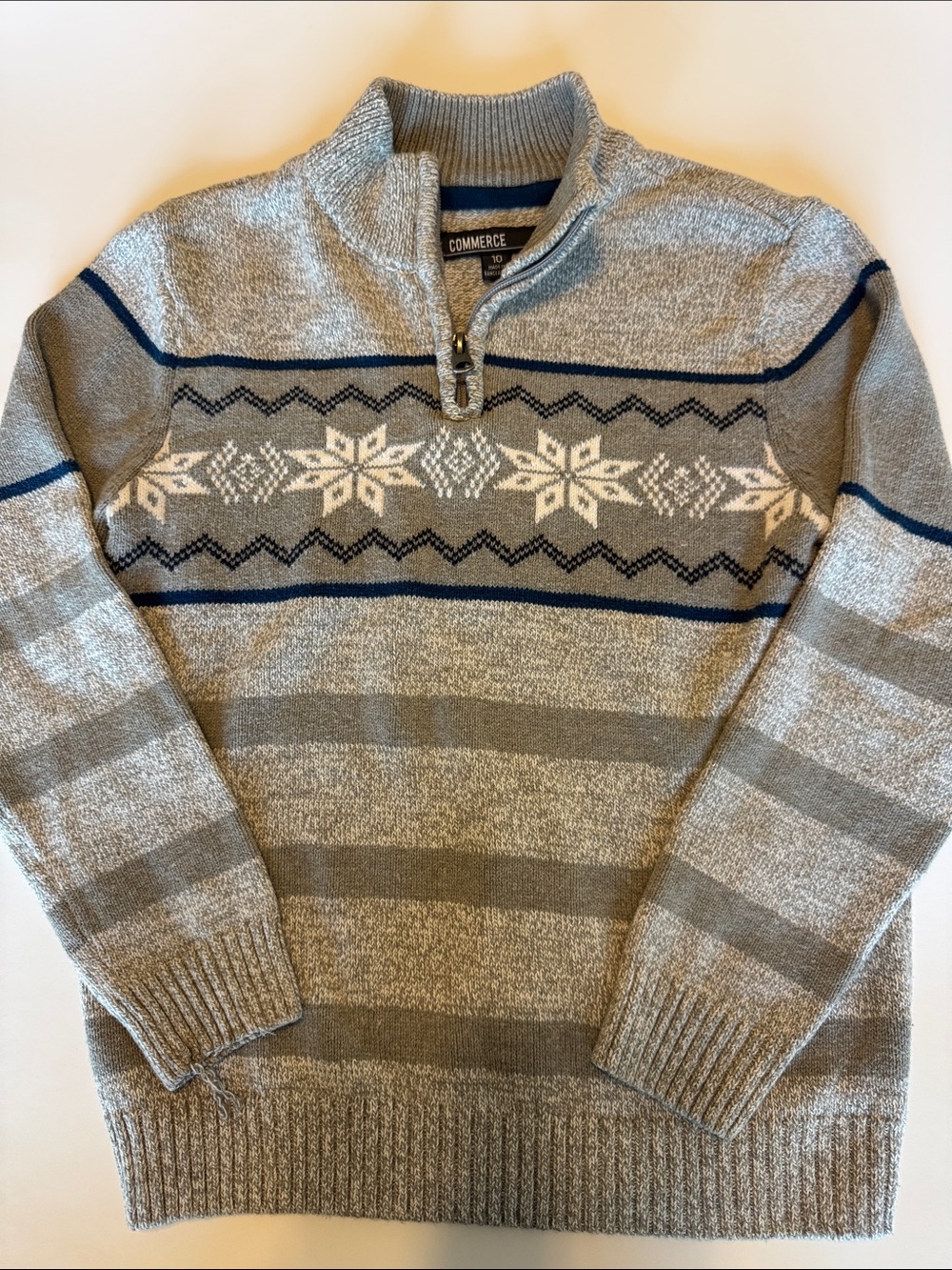 Kids Gray Snowflake Half-Zip Sweater